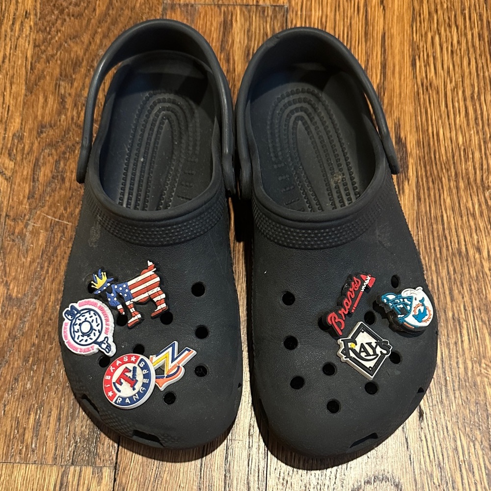 CROCS Kids Black Sandals with Fun Charms
